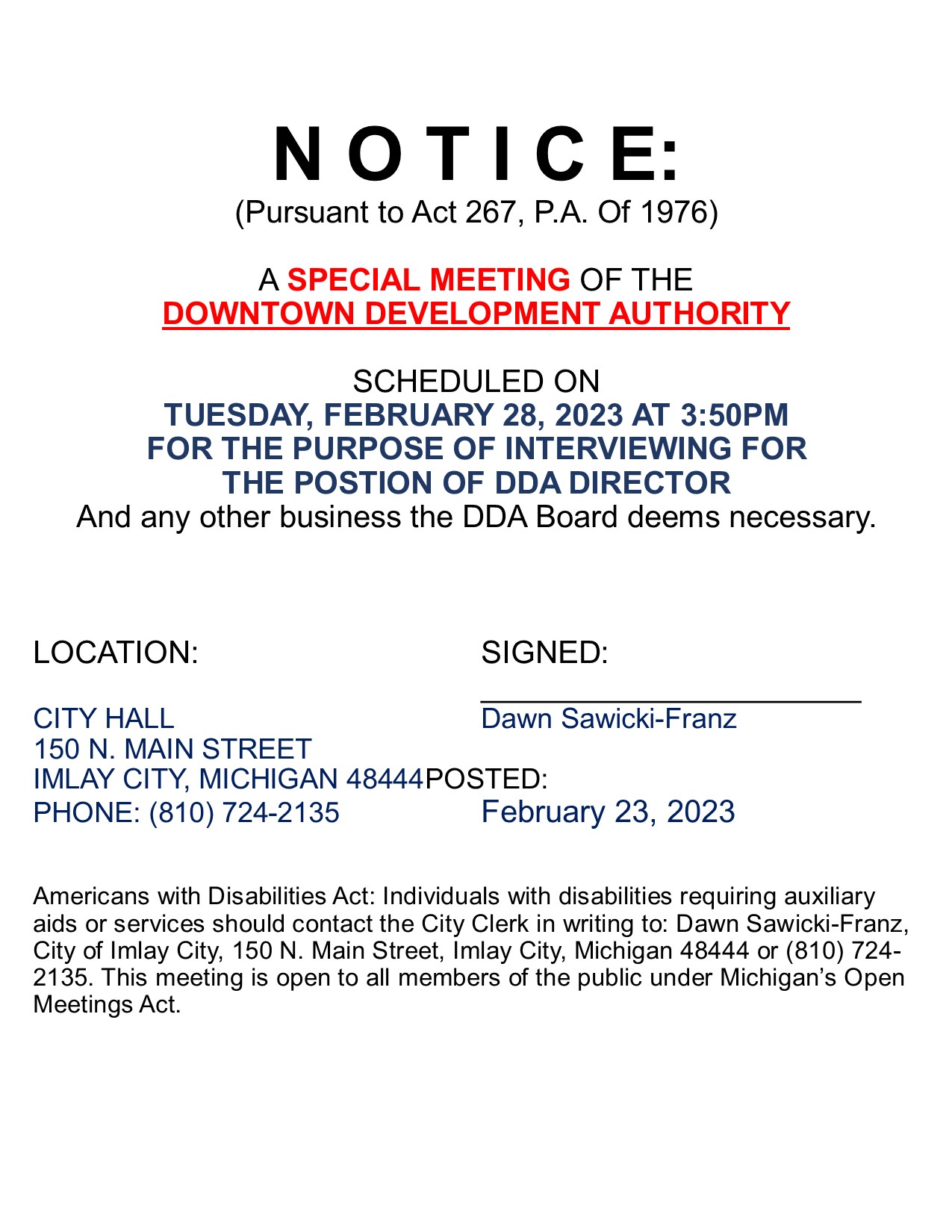 dda special meeting