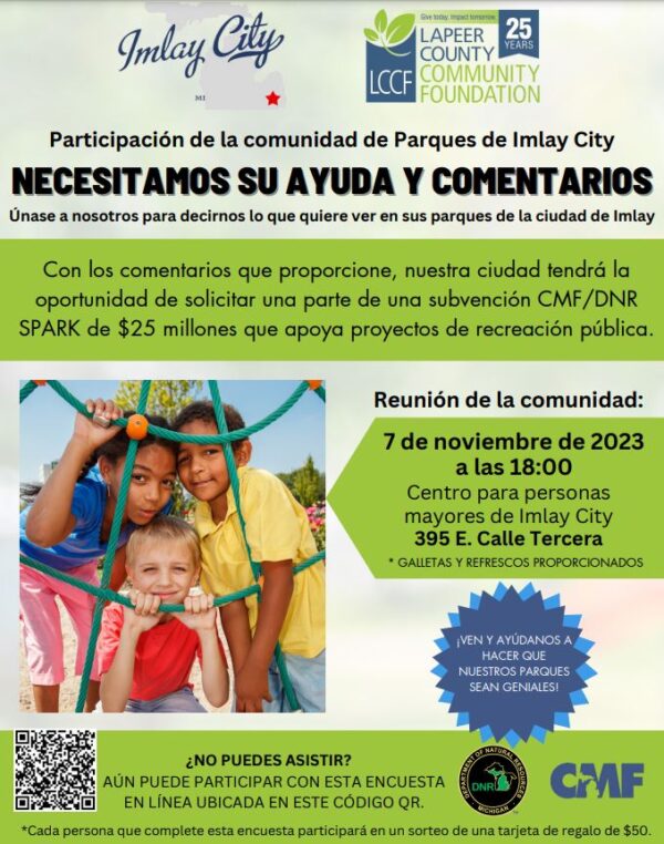 Parks & Rec. Community Meeting Nov. 7th 600pm Imlay City