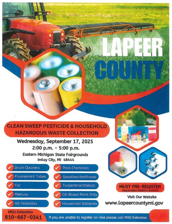Lapeer County hazardous waste collection event flyer.